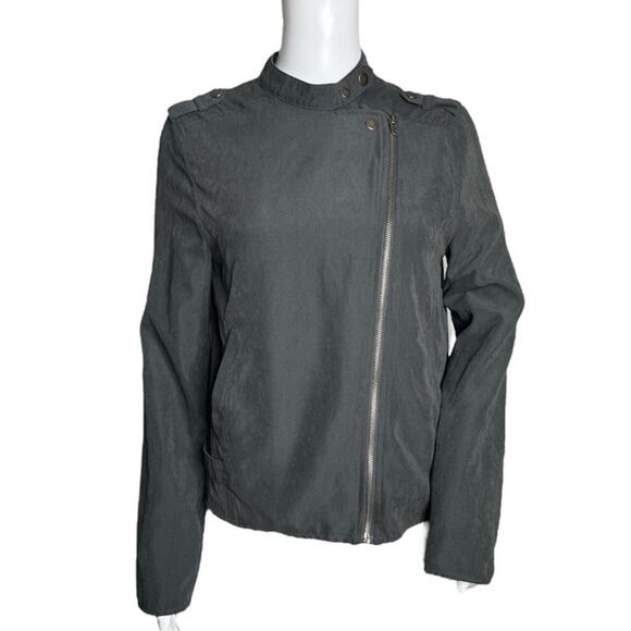 Staccato Jackets & Blazers - Staccato Jacket Womens Medium Gray Neutral Casual Moto Biker Emo‎ Grunge Edgy